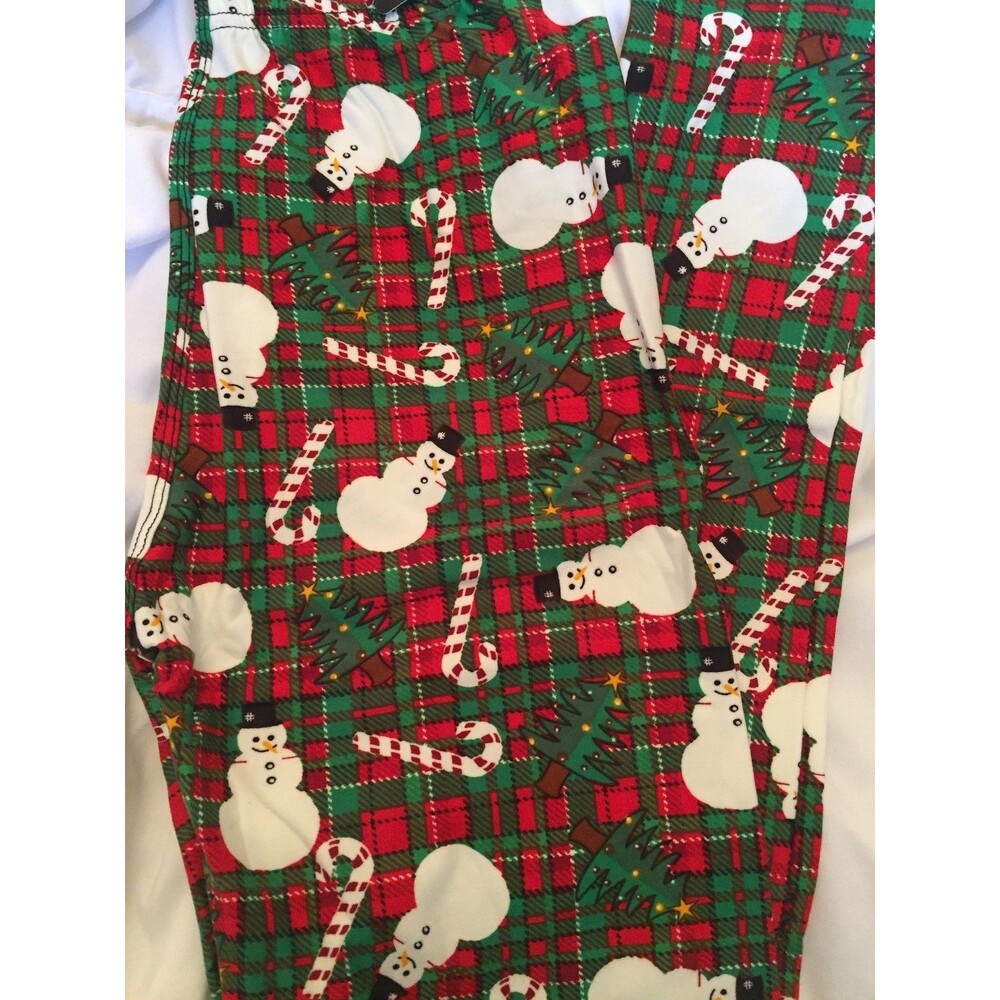 Christmas Snowman Plaid. Buttery Soft Leggings - Women's One Size 2-12